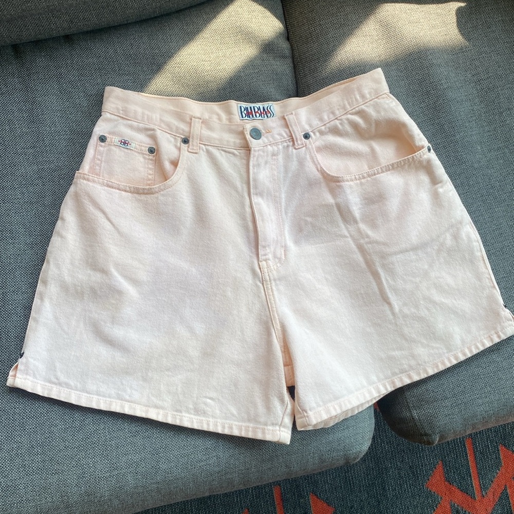 VTG 90s Bill Blass Pink Denim Jean Short Size 8 High Rise 4" Inseam Rigid Cotton